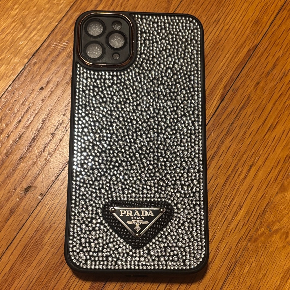 Prada Sparkling Black and Silver Phone Case